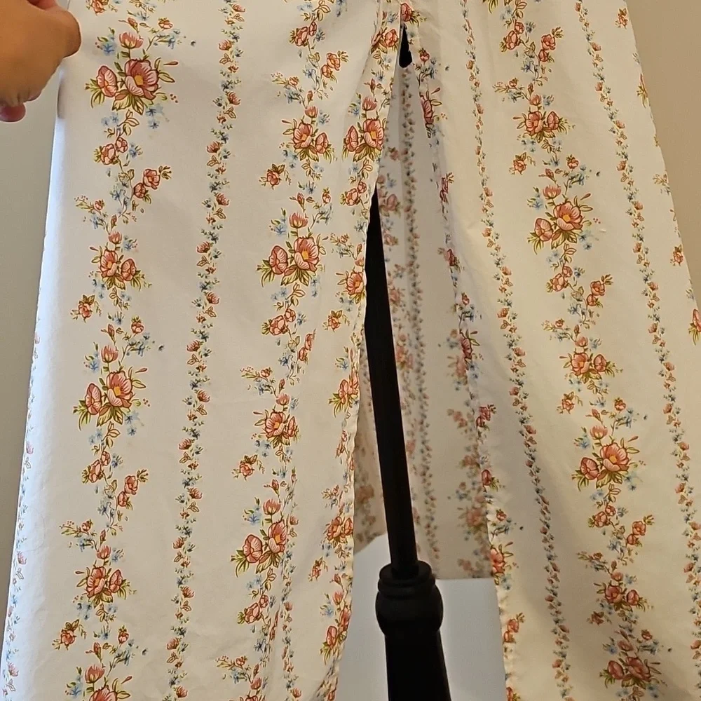 Forever 21 White Floral Cottagecore Milk Maid Midi Dress w/ Slit Size Small - Picture 9 of 10
